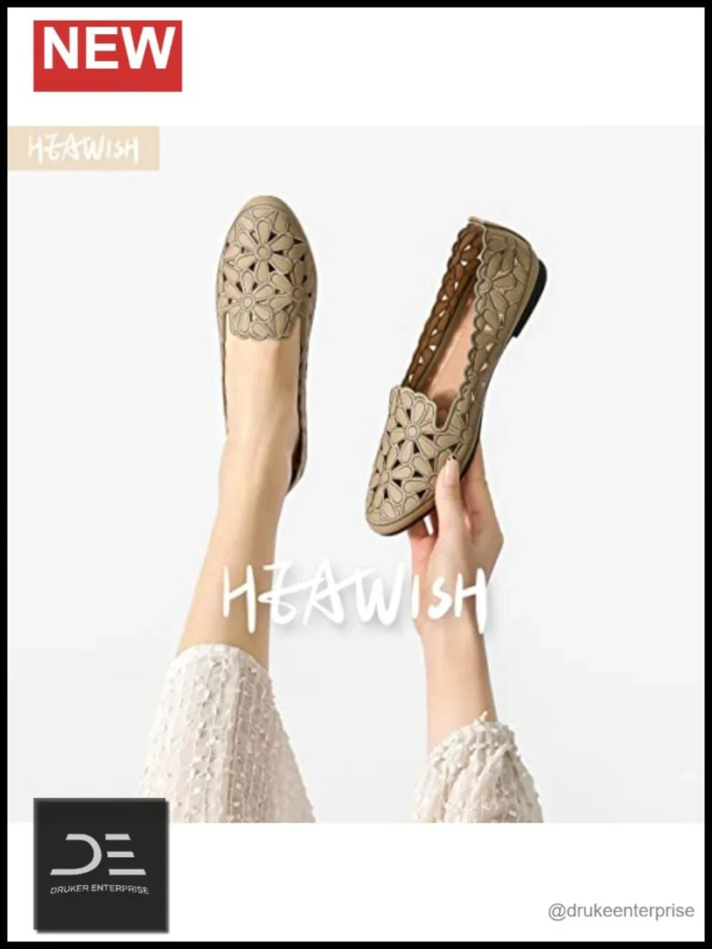 Women's Floral Ballet Flats Slip On Dress Shoes PU Leather Round Toe Casual